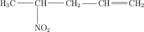 \chemfig{H_3C-CH(-[6]NO_2)-CH_2-CH=CH_2}