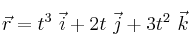 \vec r = t^3\ \vec i + 2t\ \vec j + 3t^2\ \vec k