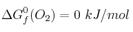 \Delta G^0_f(O_2) = 0\ kJ/mol