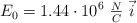 E_0 = 1.44\cdot 10^6\ \textstyle{N\over C}\ \vec i