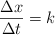 \frac{\Delta x}{\Delta t}  = k