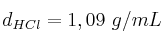 d_{HCl} = 1,09\ g/mL