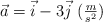 \vec a = \vec i - 3\vec j\ (\textstyle{m\over s^2})